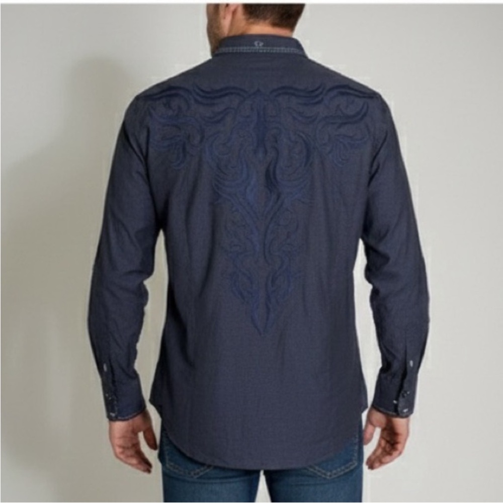Vintage Y2K Roar Shirt XL Blue Button Up Embroidered Long Sleeve Rodeo Western
